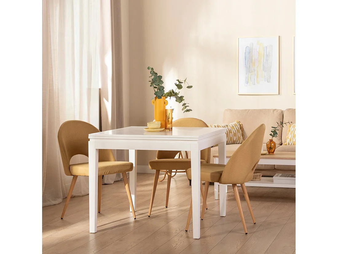 Table extensible en laqué blanc 90x78.5 cm-Dina