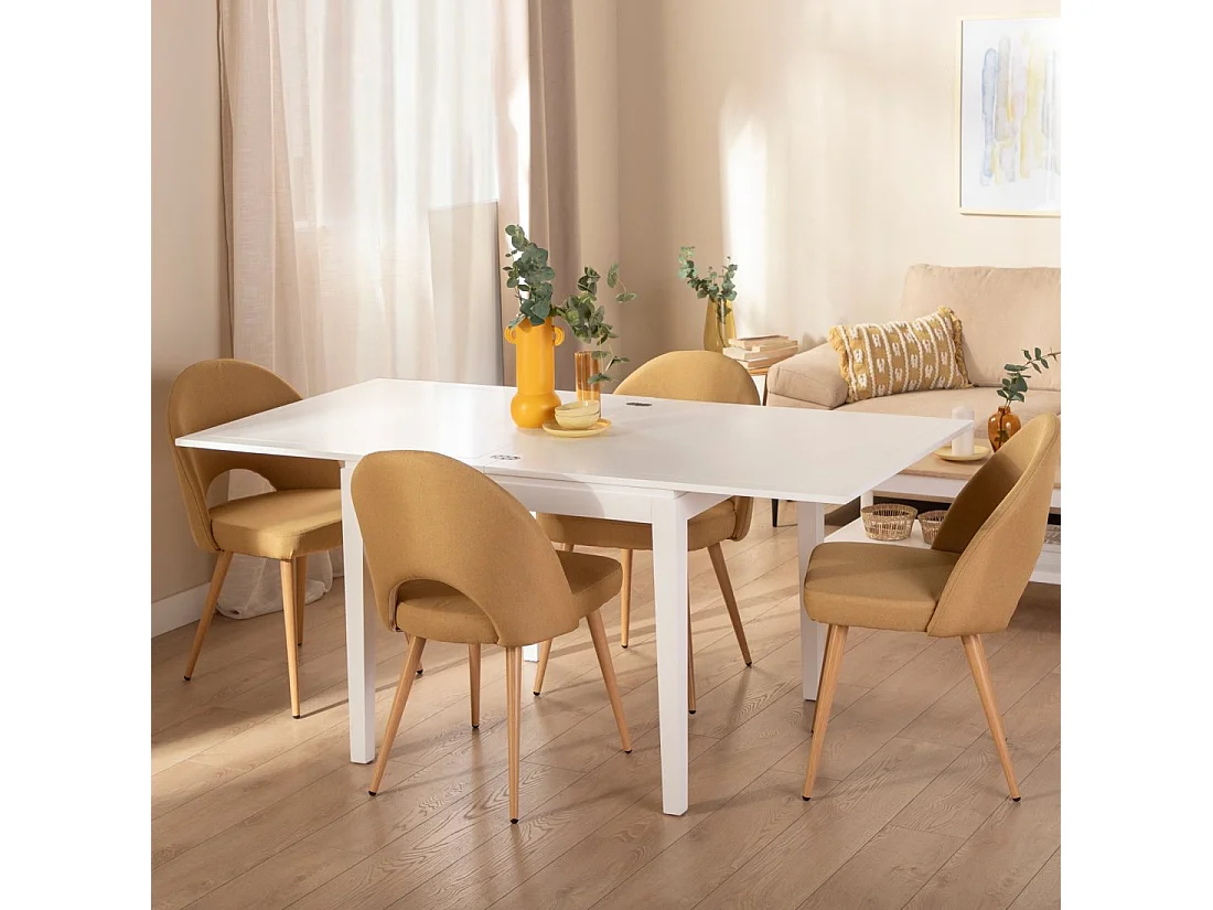 Table extensible en laqué blanc 90x78.5 cm-Dina