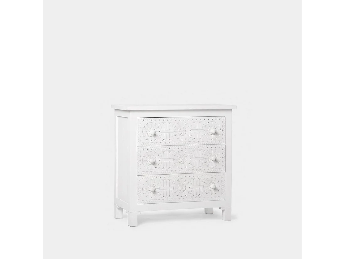Commode en bois blanc décapé 80x82 cm-Iraya