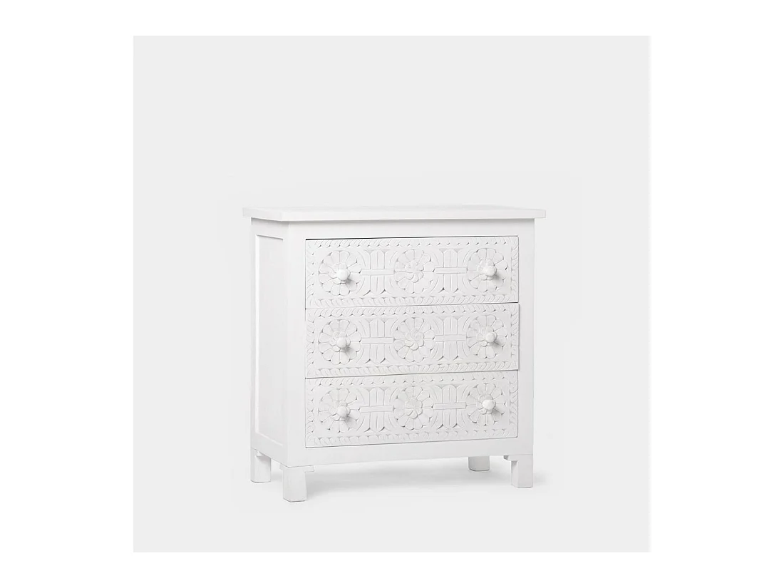 Commode en bois blanc décapé 80x82 cm-Iraya