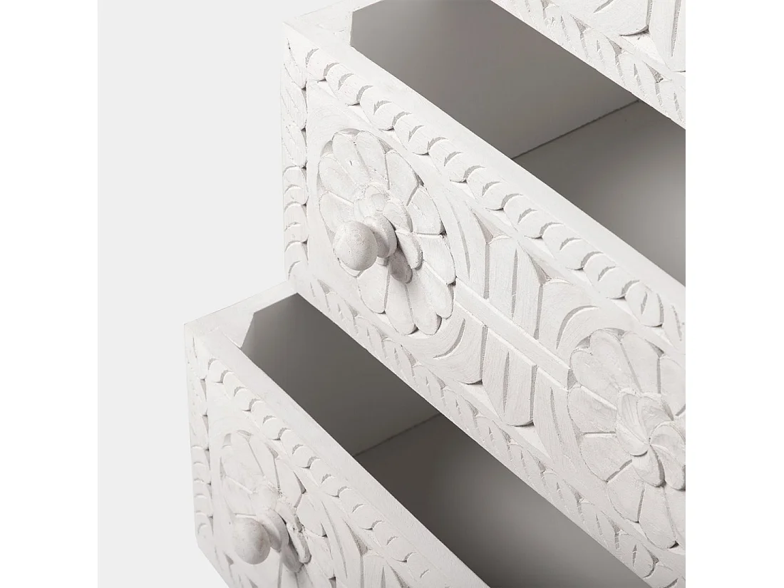 Commode en bois blanc décapé 80x82 cm-Iraya