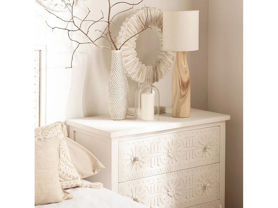 Commode en bois blanc décapé 80x82 cm-Iraya