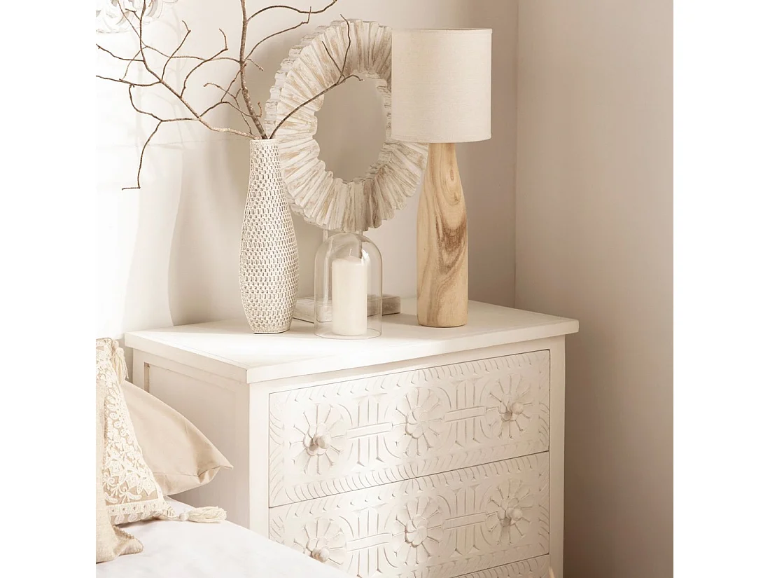 Commode en bois blanc décapé 80x82 cm-Iraya