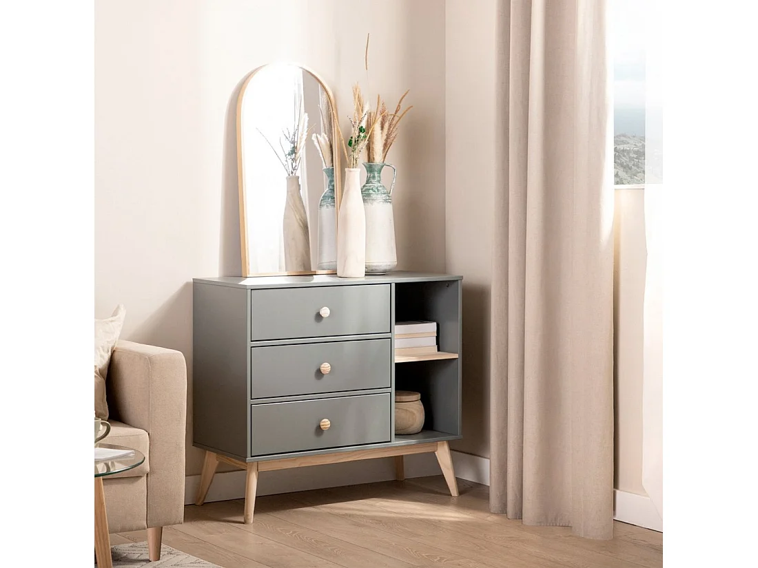 Commode en laqué vert anthracite 90x81 cm-Luke