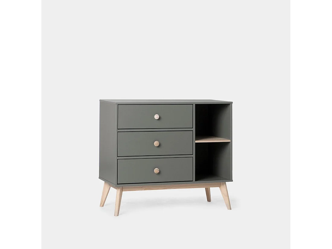 Commode en laqué vert anthracite 90x81 cm-Luke
