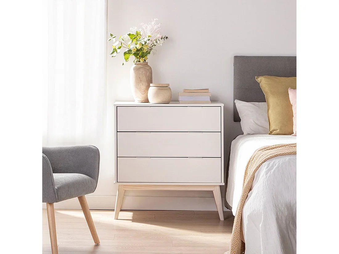 Commode en laqué blanc 80x83 cm-Troy