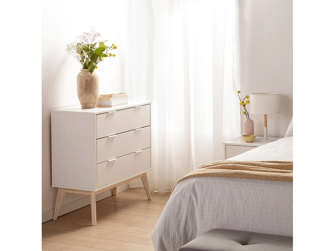 Commode en laqué blanc 80x83 cm-Troy