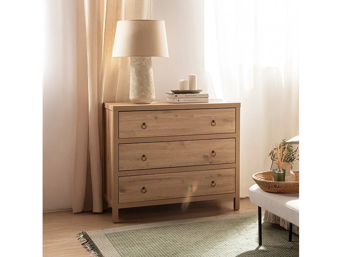 Commode en bois naturel 100x85 cm-Livorno