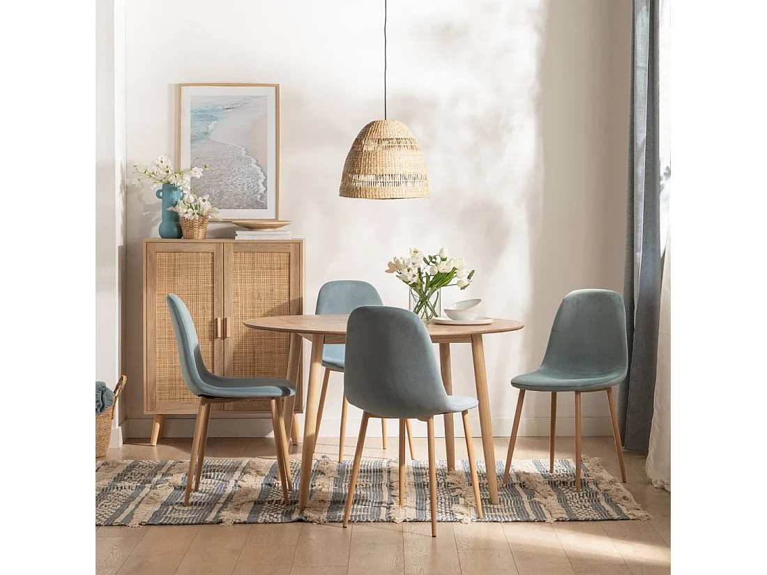 Silla de comedor de Terciopelo Azul teal 86 x 45- Ellis