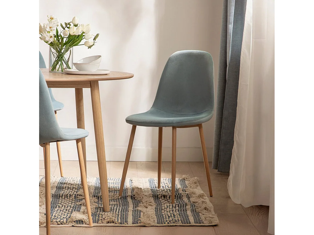 Chaise de salle à manger en velours bleu sarcelle 45x86 cm-Ellis