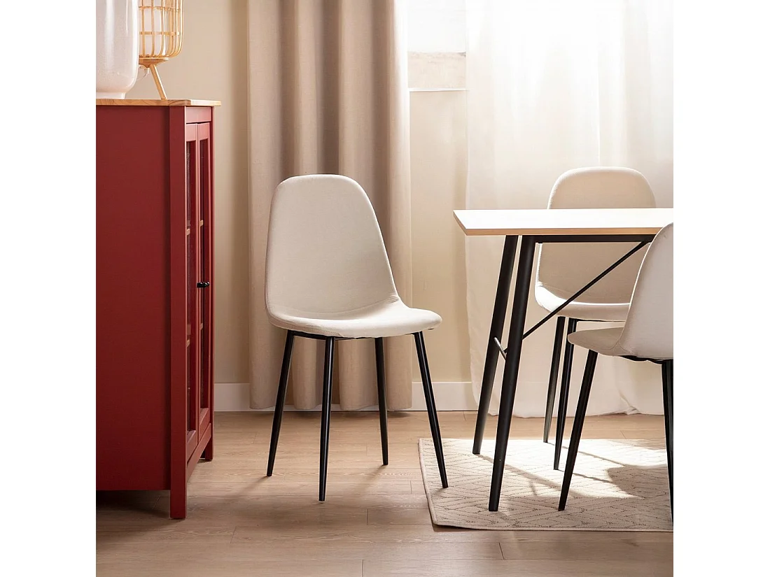 Silla de comedor de Tela Beige 86 x 45- Ellis