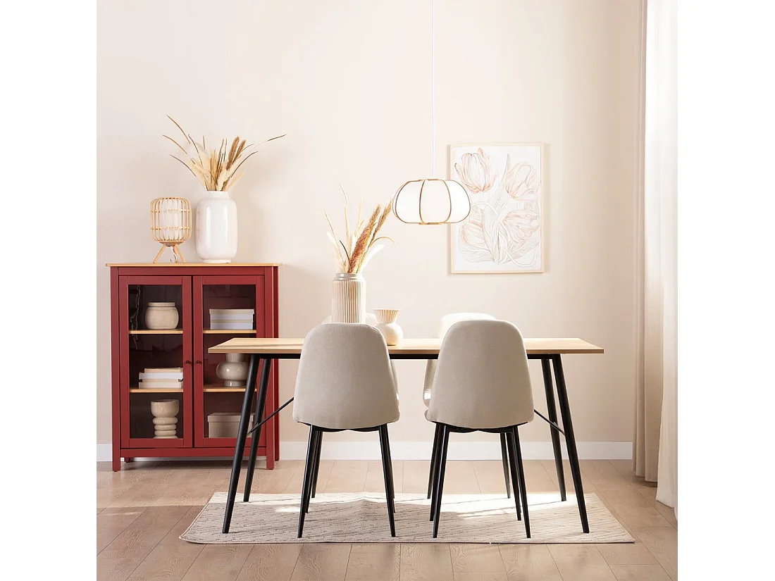 Silla de comedor de Tela Beige 86 x 45- Ellis