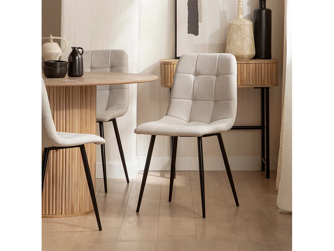 Chaise de salle à manger en tissu beige 45x86 cm-Ailan