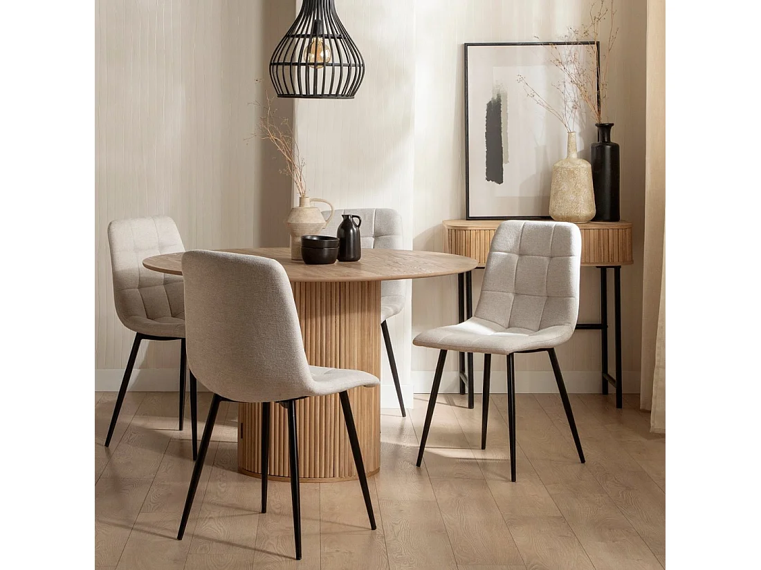 Chaise de salle à manger en tissu beige 45x86 cm-Ailan