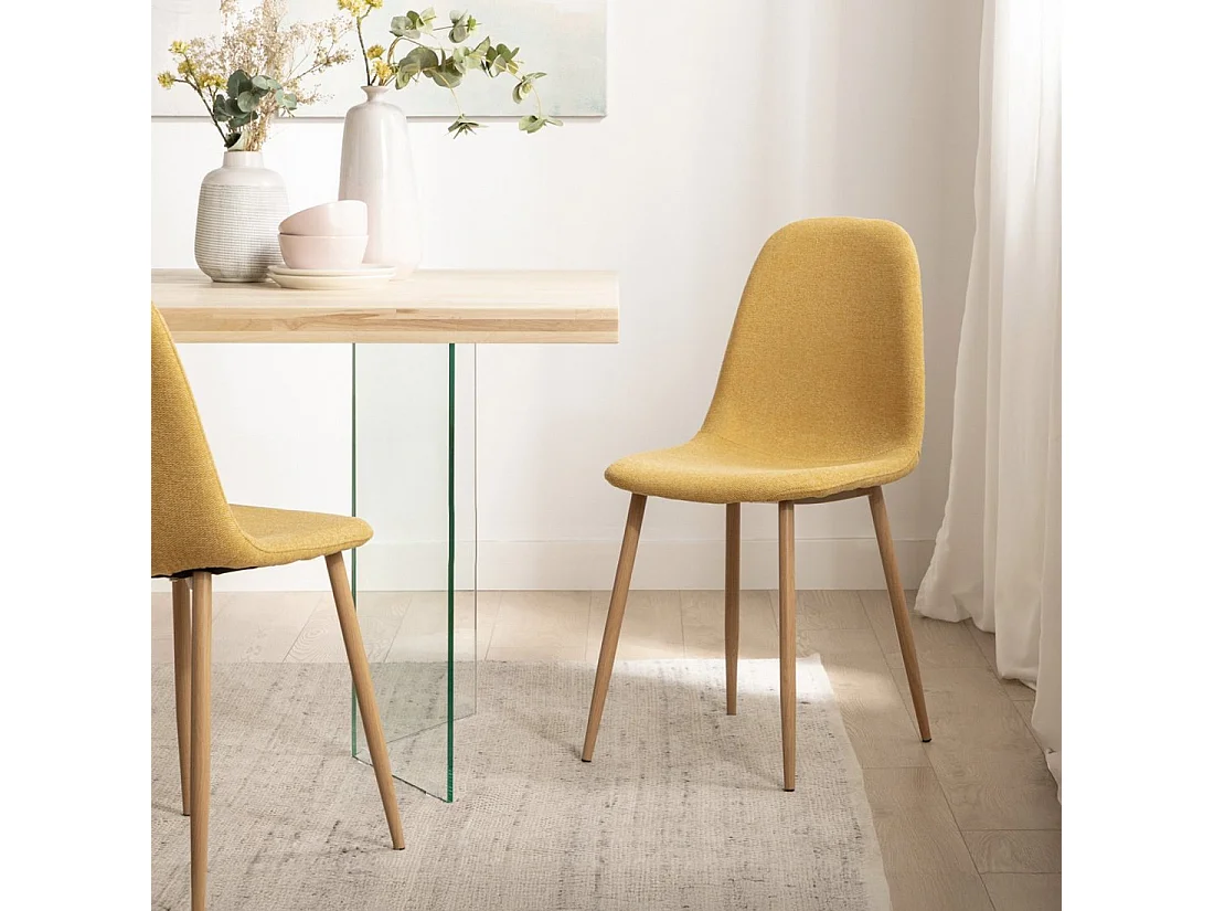 Silla de comedor de Tela Mostaza 86 x 45- Ellis