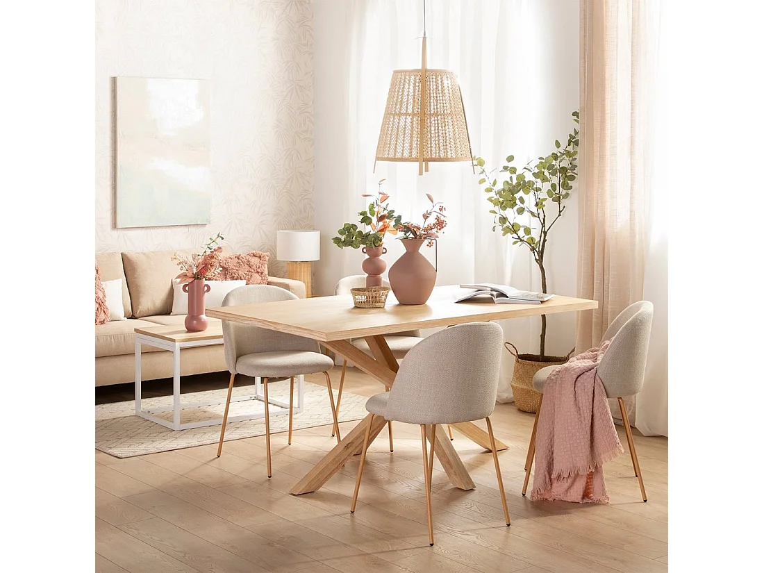 Silla de comedor de Tela Beige 81 x 48- Olivia