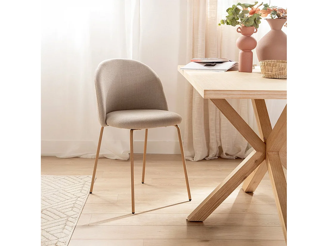 Chaise de salle à manger en tissu beige 48x81 cm-Olivia