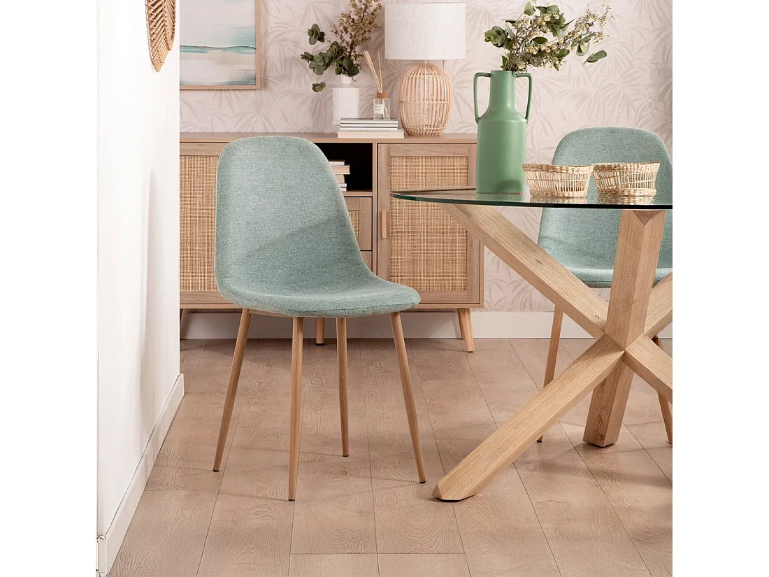 Chaise de salle à manger en tissu vert 45x86 cm-Ellis