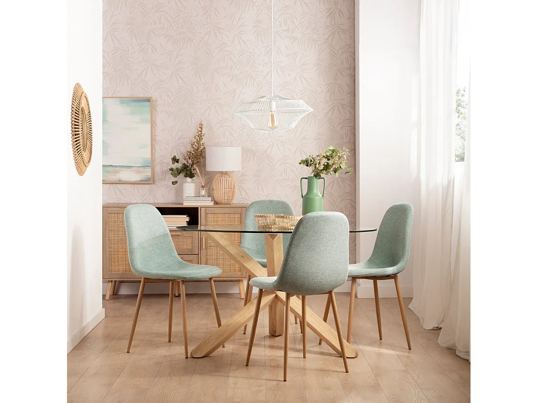 Chaise de salle à manger en tissu vert 45x86 cm-Ellis