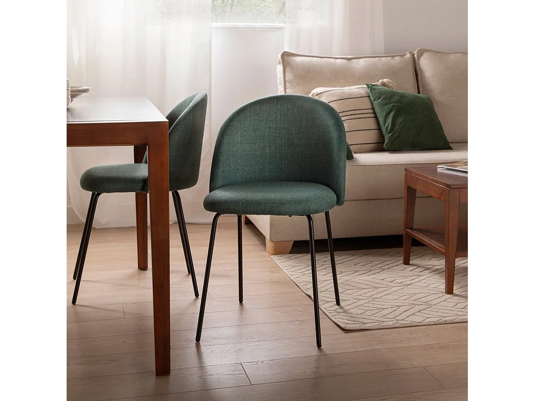 Silla de comedor de Tela Verde oscuro 81 x 48- Olivia