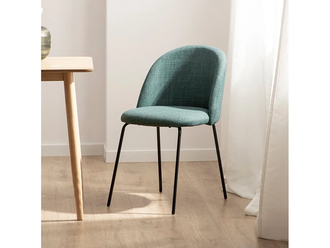 Silla de comedor de Tela Verde oscuro 81 x 48- Olivia