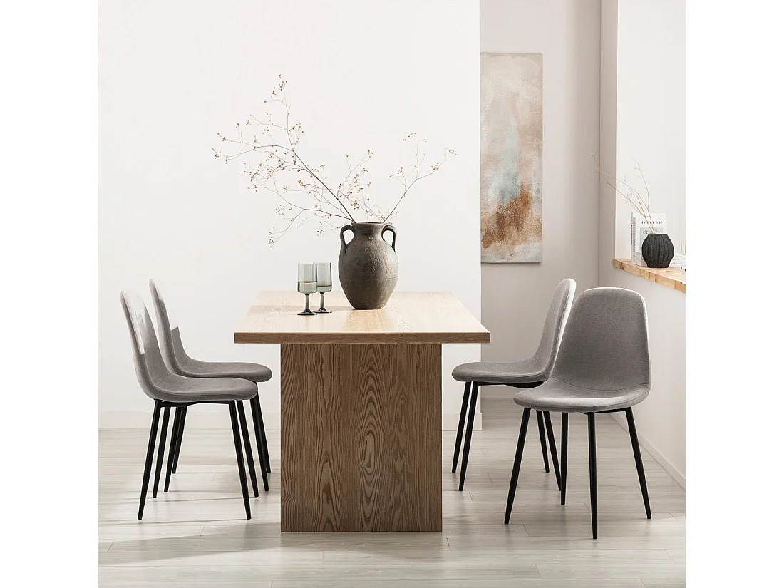 Chaise de salle à manger en tissu gris 45x86 cm-Ellis