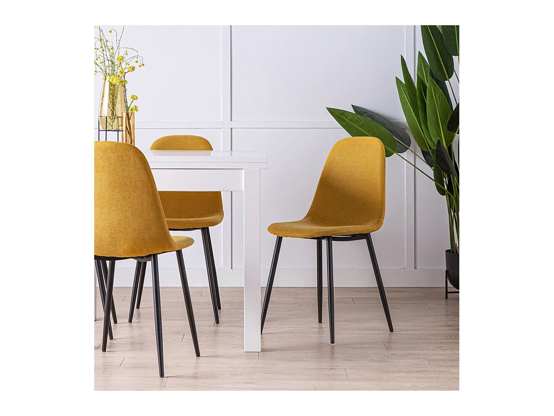 Chaise de salle à manger en tissu moutarde 45x86 cm-Ellis