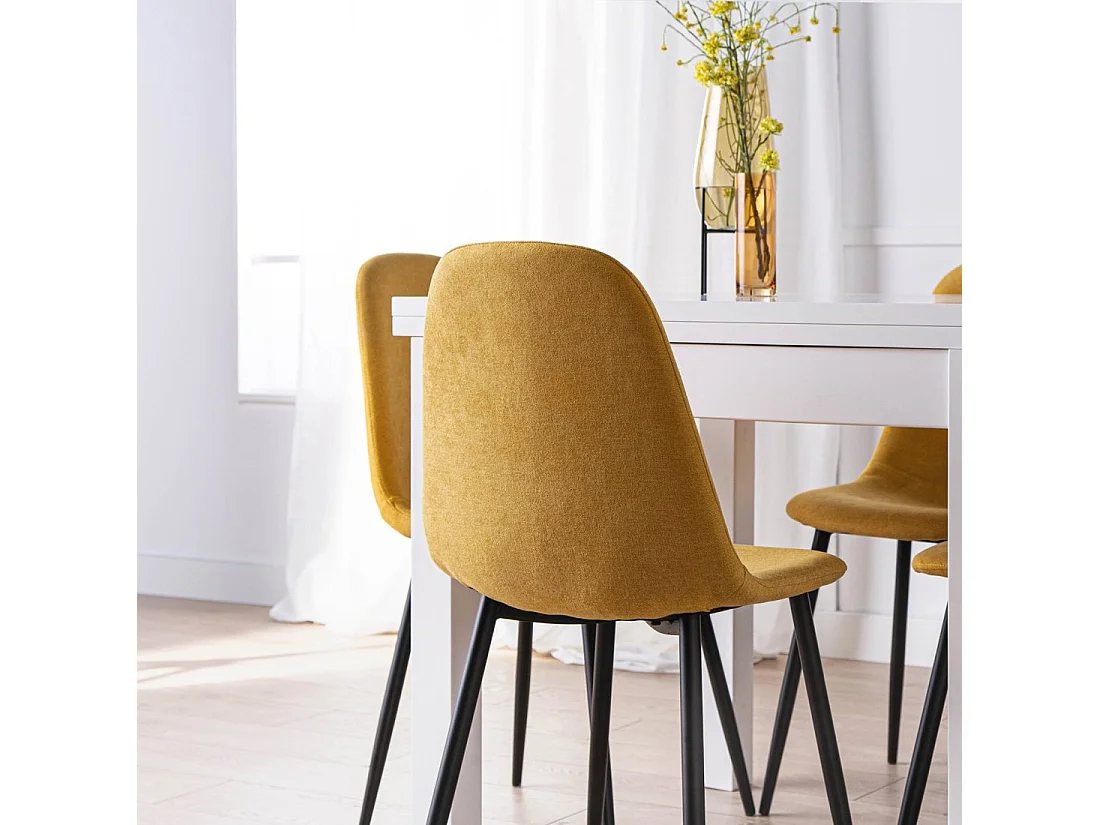 Chaise de salle à manger en tissu moutarde 45x86 cm-Ellis