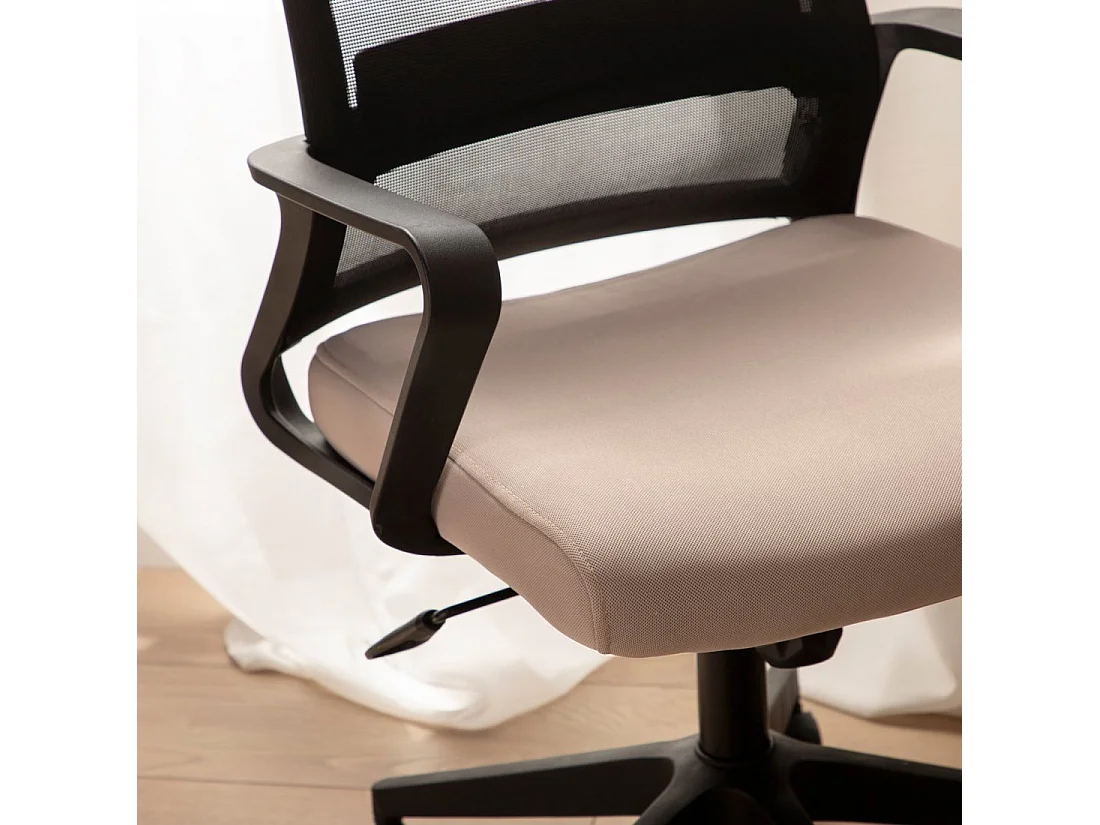 Chaise de bureau en plastique noir-beige 60x112 cm-Leima