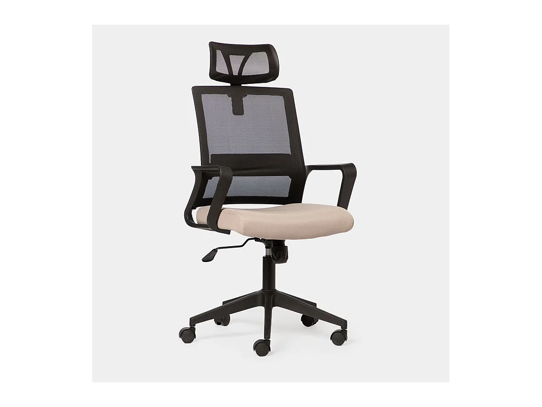 Chaise de bureau en plastique noir-beige 60x112 cm-Leima