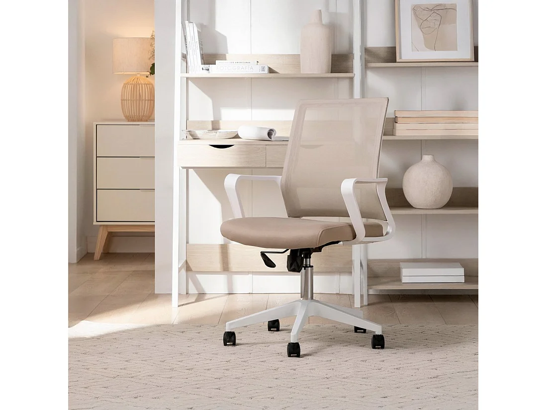 Chaise de bureau en plastique beige 60x95 cm-Sayla
