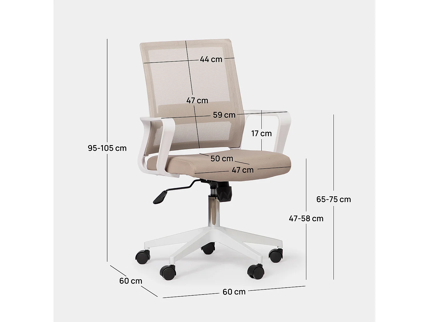 Silla de escritorio de Plástico Beige 95-105 x 60- Sayla