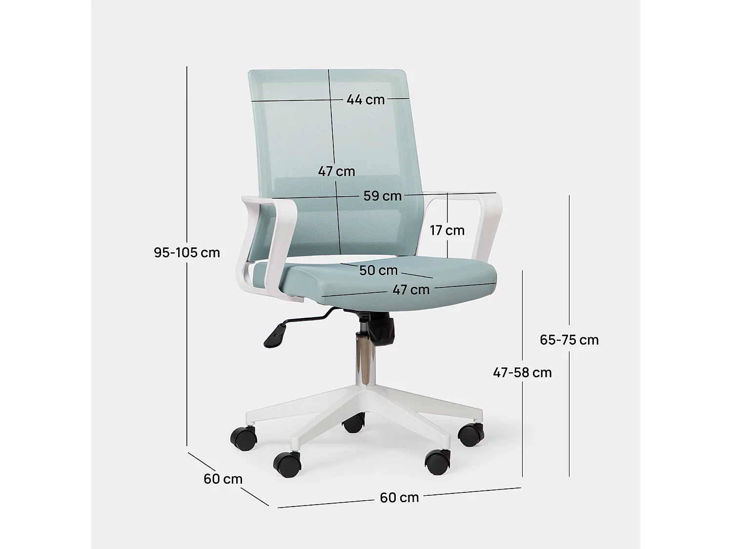 Silla de escritorio de Plástico Menta 95-105 x 60- Sayla