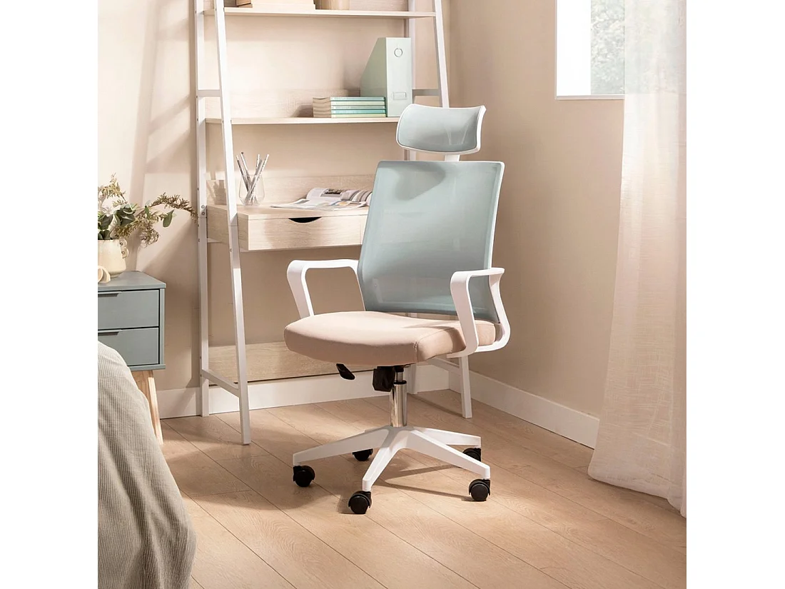 Chaise de bureau en plastique menthe-beige 60x112 cm-Leima