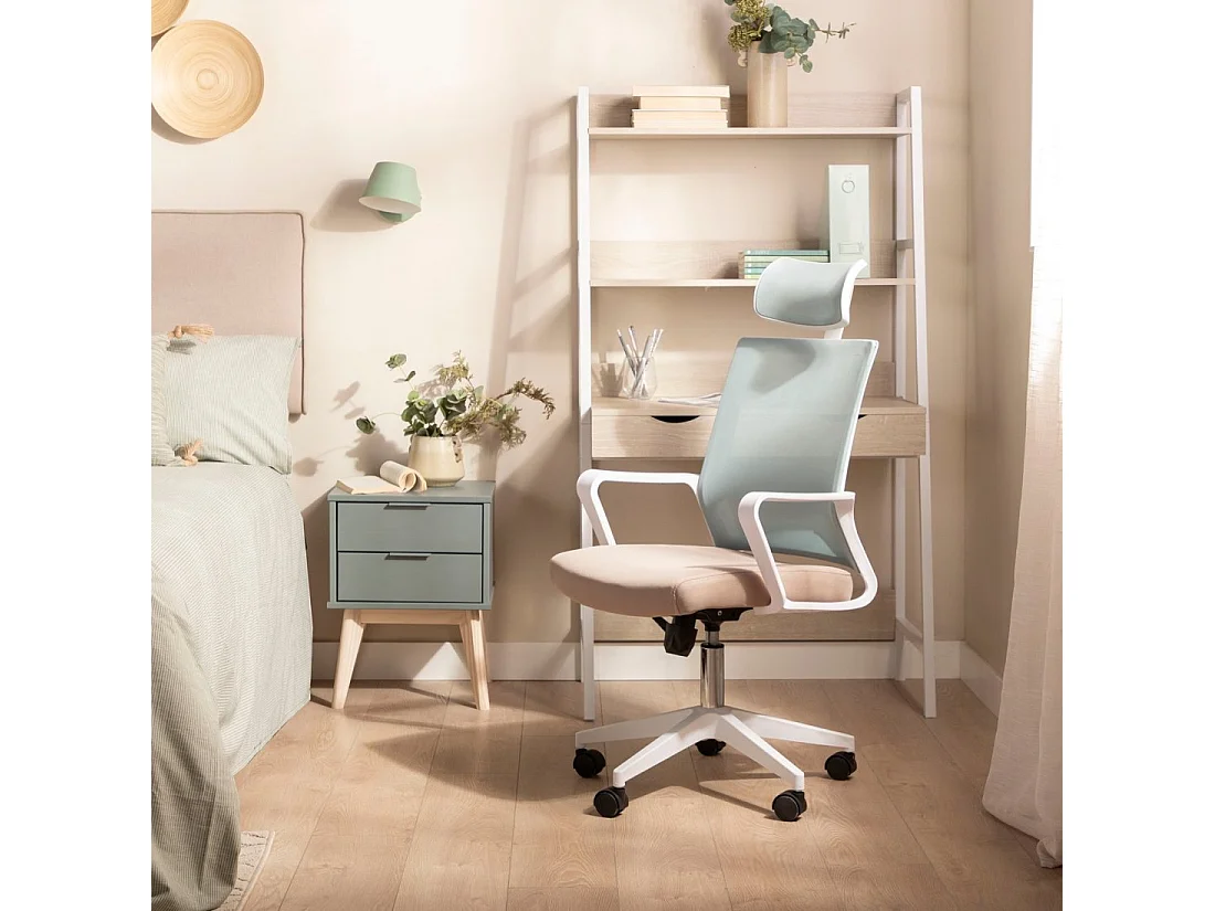 Chaise de bureau en plastique menthe-beige 60x112 cm-Leima