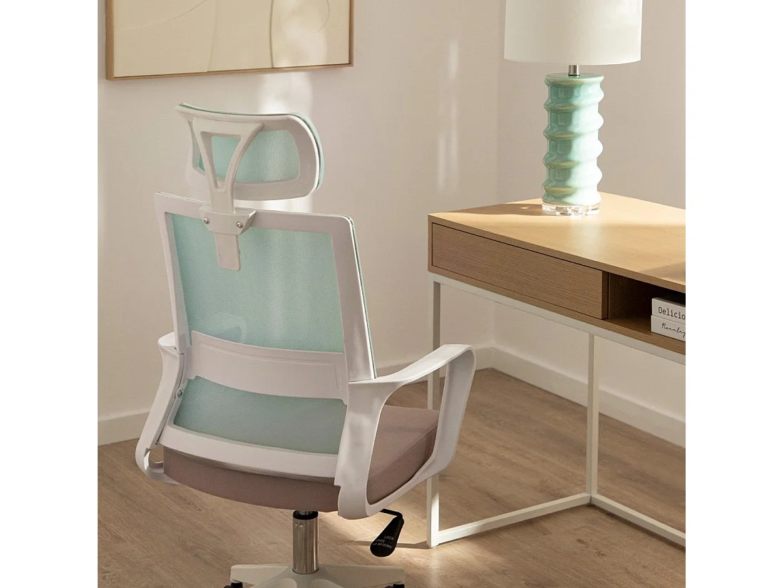 Chaise de bureau en plastique menthe-beige 60x112 cm-Leima