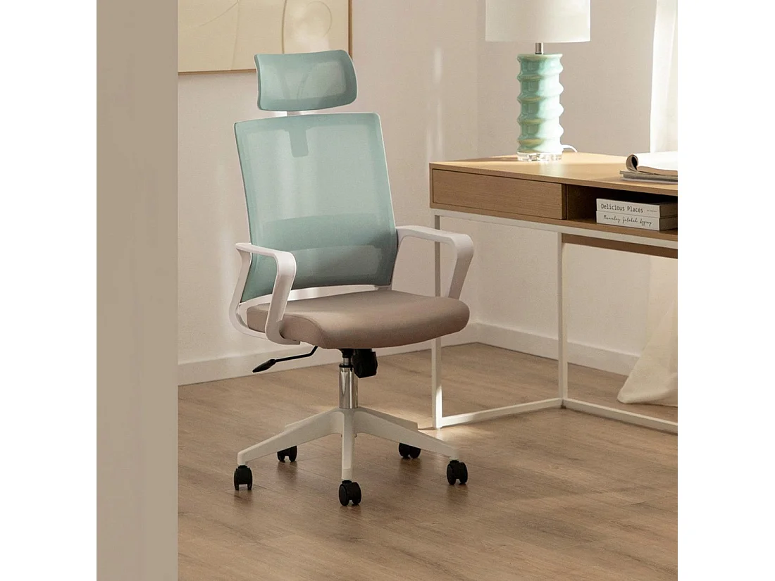 Chaise de bureau en plastique menthe-beige 60x112 cm-Leima