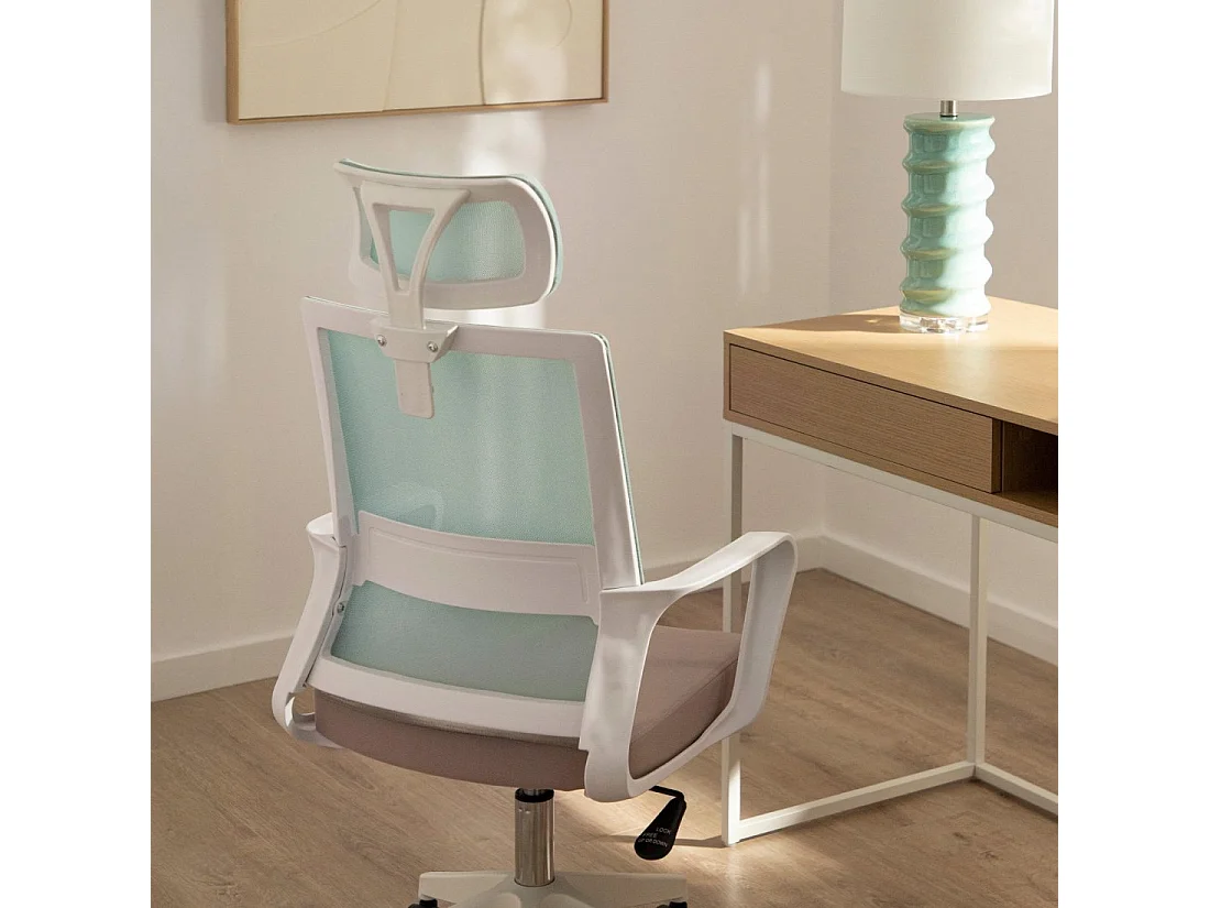 Chaise de bureau en plastique menthe-beige 60x112 cm-Leima