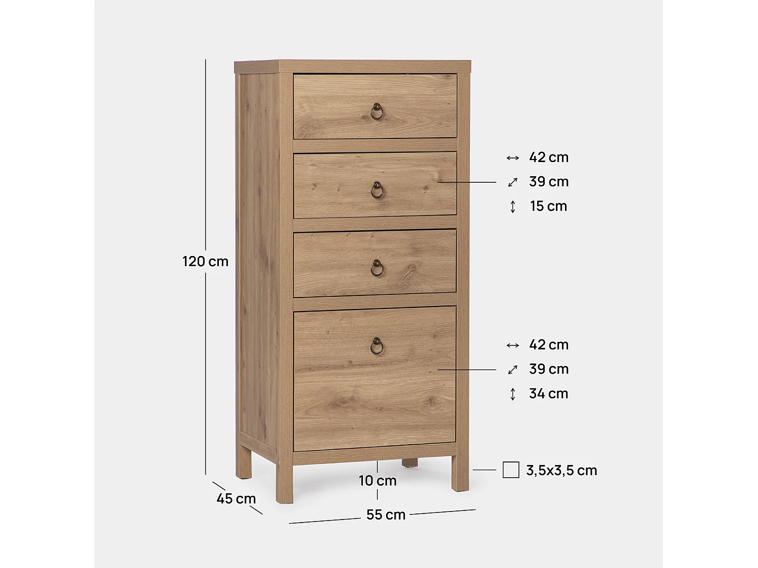 Chiffonnier en bois naturel 55x120 cm-Livorno