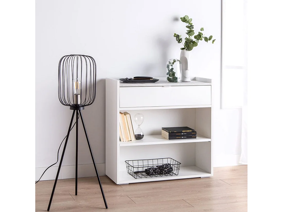Lampe sur pied en métal noir 25x102 cm-Aurora
