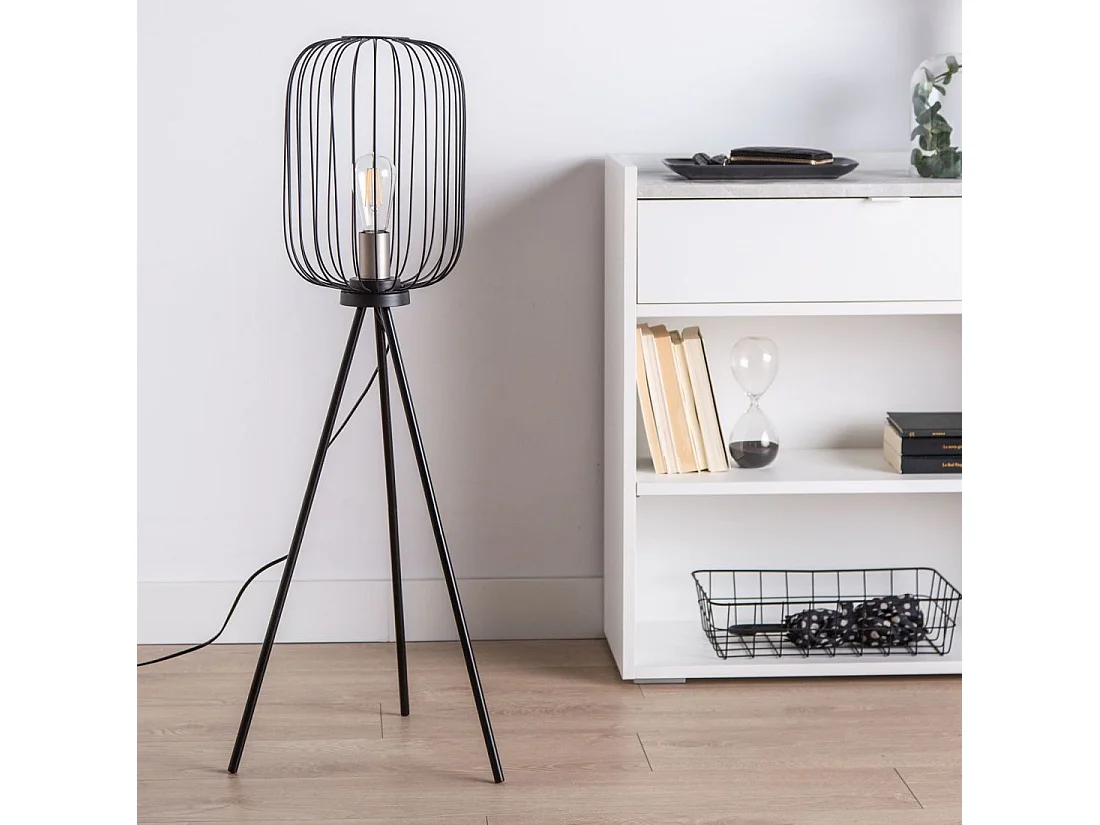Lampe sur pied en métal noir 25x102 cm-Aurora