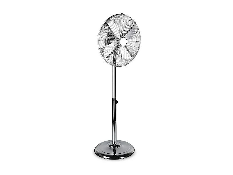 Ystadt - Ventilateur sur pied en métal chromé Ø45. Ventilateur sur pied avec corps oscillant et inclinable