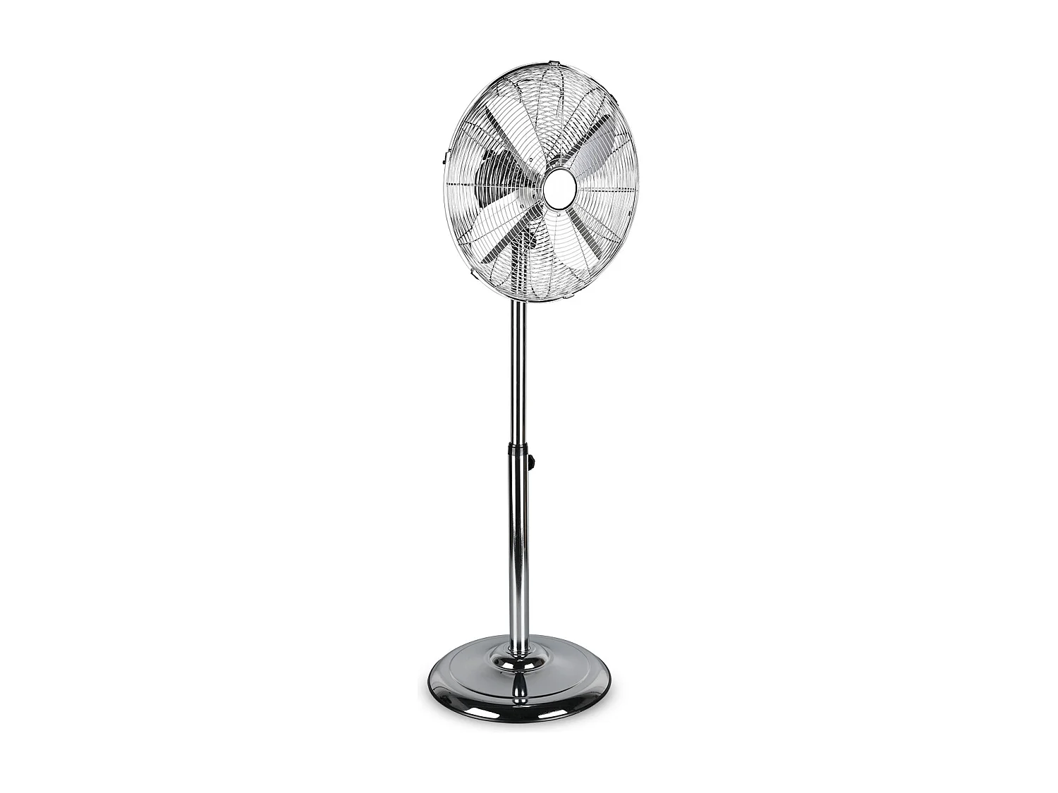 Ystadt - Ventilateur sur pied en métal chromé Ø45. Ventilateur sur pied avec corps oscillant et inclinable