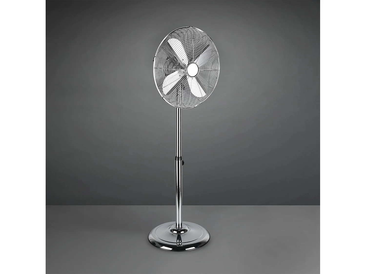 Ystadt - Ventilateur sur pied en métal chromé Ø45. Ventilateur sur pied avec corps oscillant et inclinable