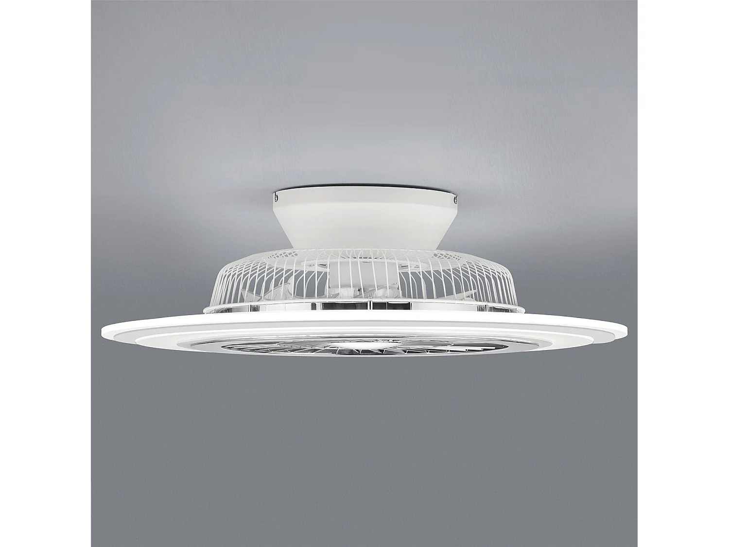 Flaga - Ventilatore E Plafoniera LED Ø60 Cm Con Bordo Satinato-Bianco