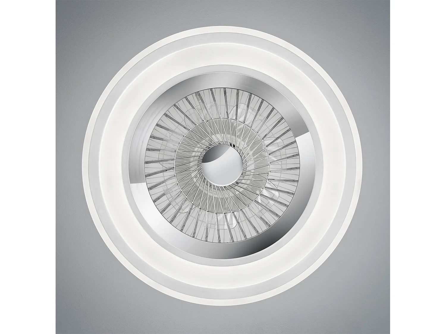 Flaga - Ventilatore E Plafoniera LED Ø60 Cm Con Bordo Satinato-Bianco