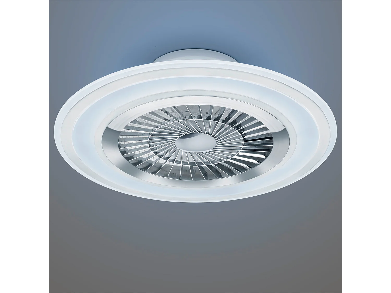 Flaga - Ventilatore E Plafoniera LED Ø60 Cm Con Bordo Satinato-Bianco