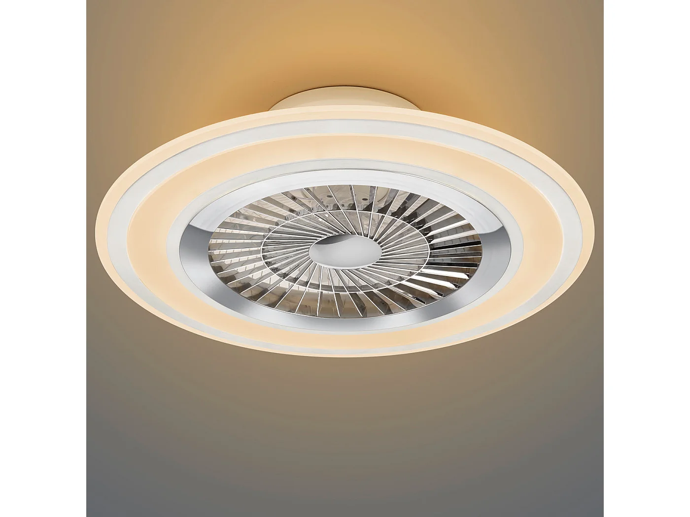 Flaga - Ventilatore E Plafoniera LED Ø60 Cm Con Bordo Satinato-Bianco
