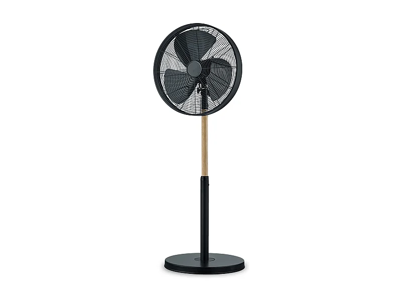 Viking - Ventilateur de sol de style industriel avec hauteur réglable et triple vitesse de ventilation bois et métal Ø28 cm