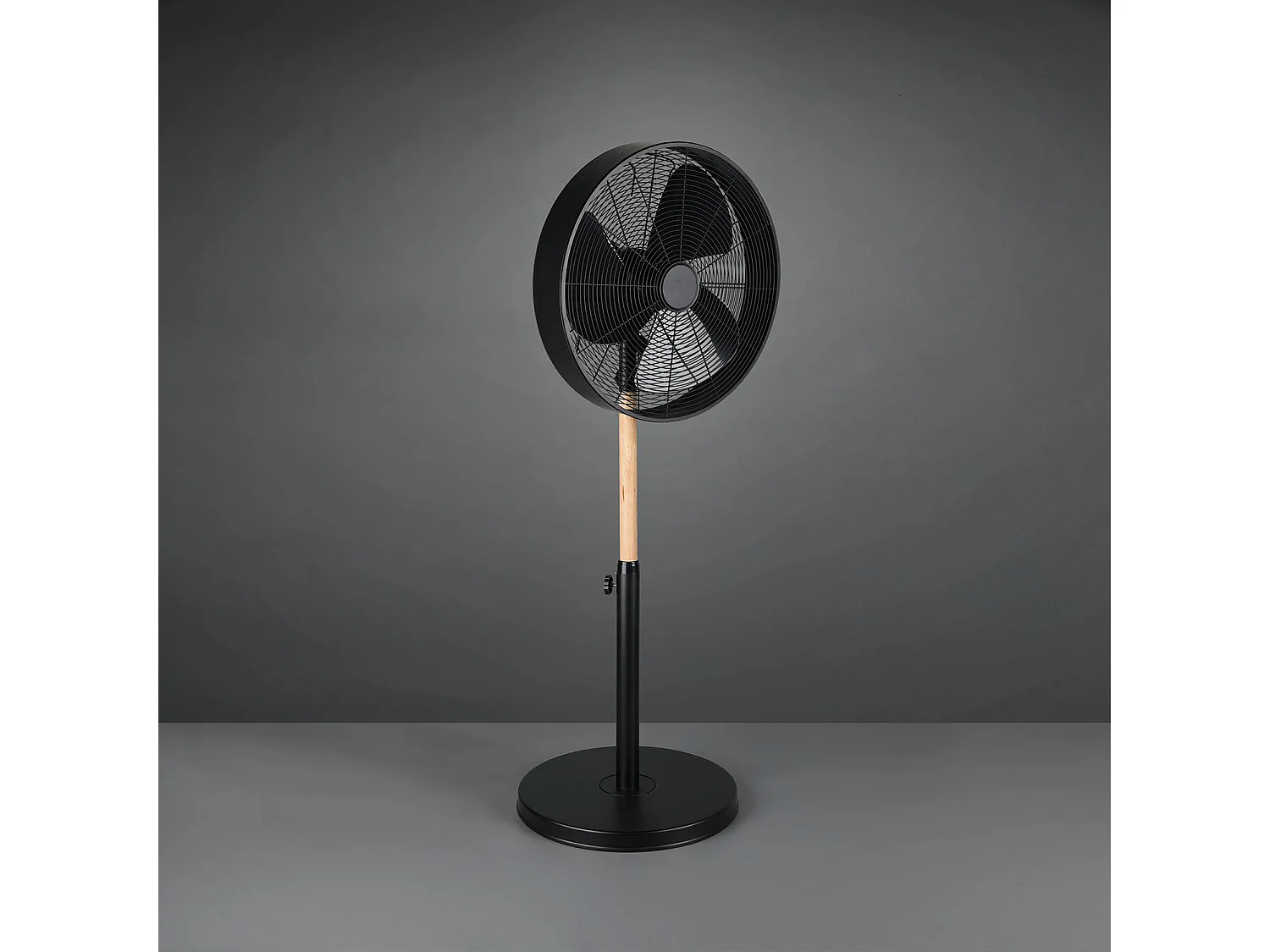 Viking - Ventilateur de sol de style industriel avec hauteur réglable et triple vitesse de ventilation bois et métal Ø28 cm